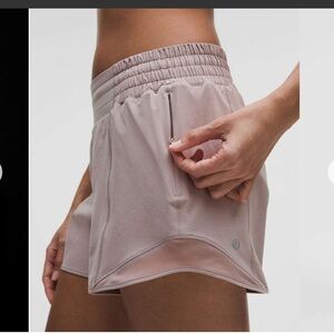 Lululemon hotty hot high rise 4” athletic shorts Sz 10 mauve grey